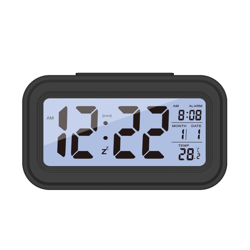 Digital Alarm Clock Snooze Talking Clock Portable Temperature LCD Display Alarm Clock Office Table Student Kids Clock 40%off: Black
