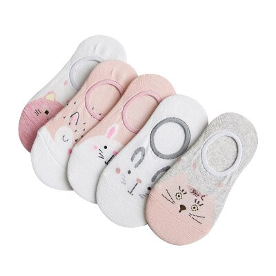 10 pieces = 5 pairs/lot Women&#39;s Invisible Socks Summer Cute Harajuku Animal Sock Cat Bear Rabbit Funny Low Cut Ankle Happy Socks: 6