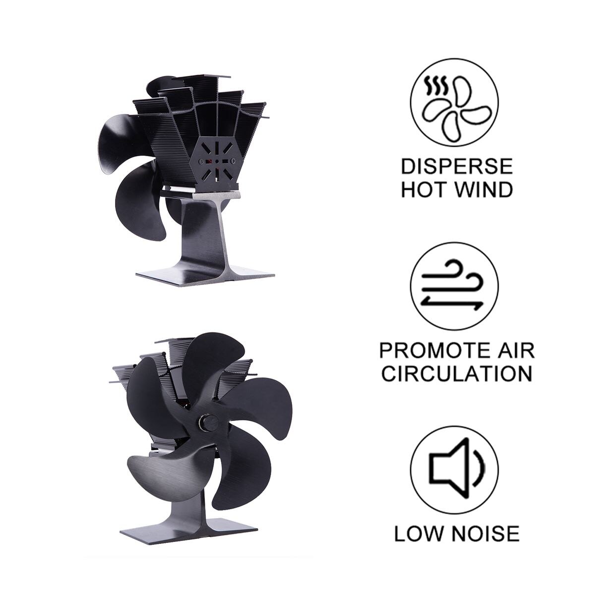 Automática 5 cuchillas estufa de calor con ventilador Eco ventilador para hogar quemador de madera silencioso ahorro de energía hogar distribución eficiente del calor