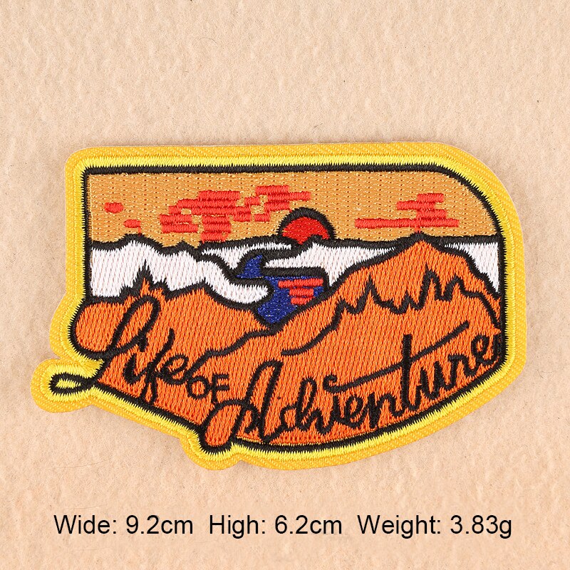 Computer Embroidered Cloth Paste Colorful Scenery Style Mountain Sea Sunrise Desert Beach Clothing Patch: 3