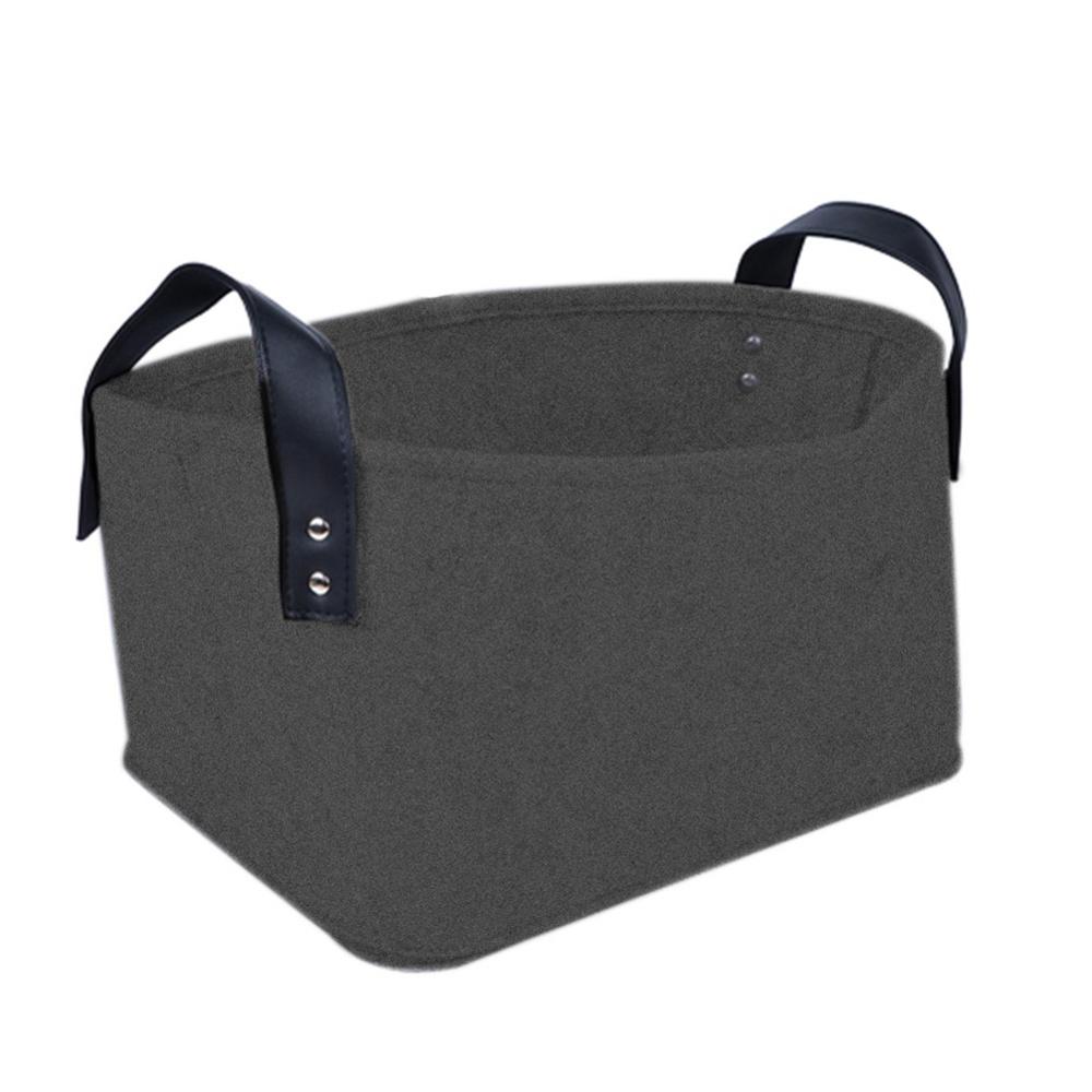 Foldable Felt Storage Bins Baskets Containers with Handles for Home Closet Bedroom Drawers Toys Organizers Large Medium Small: Dark Grey  L
