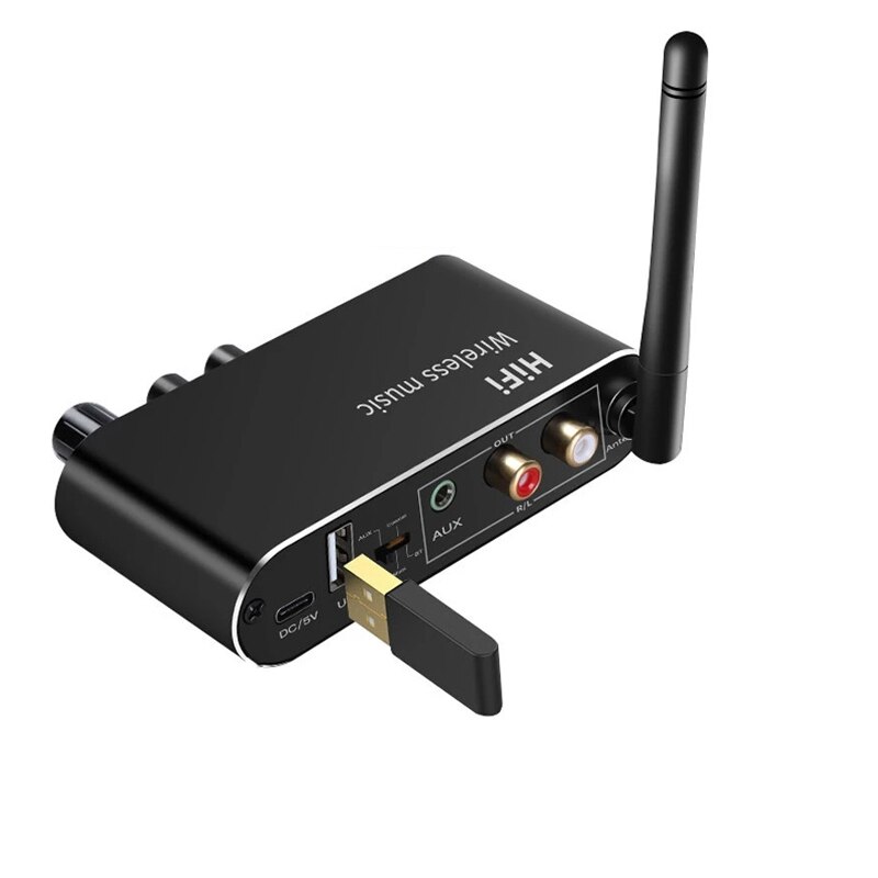 Vaorlo Dac Bluetooth 5.0 Ontvanger Afstandsbediening Draadloze Adapter Digitale Audio Analoog Converter Optische Coax Naar 3.5Mm Aux: Default Title