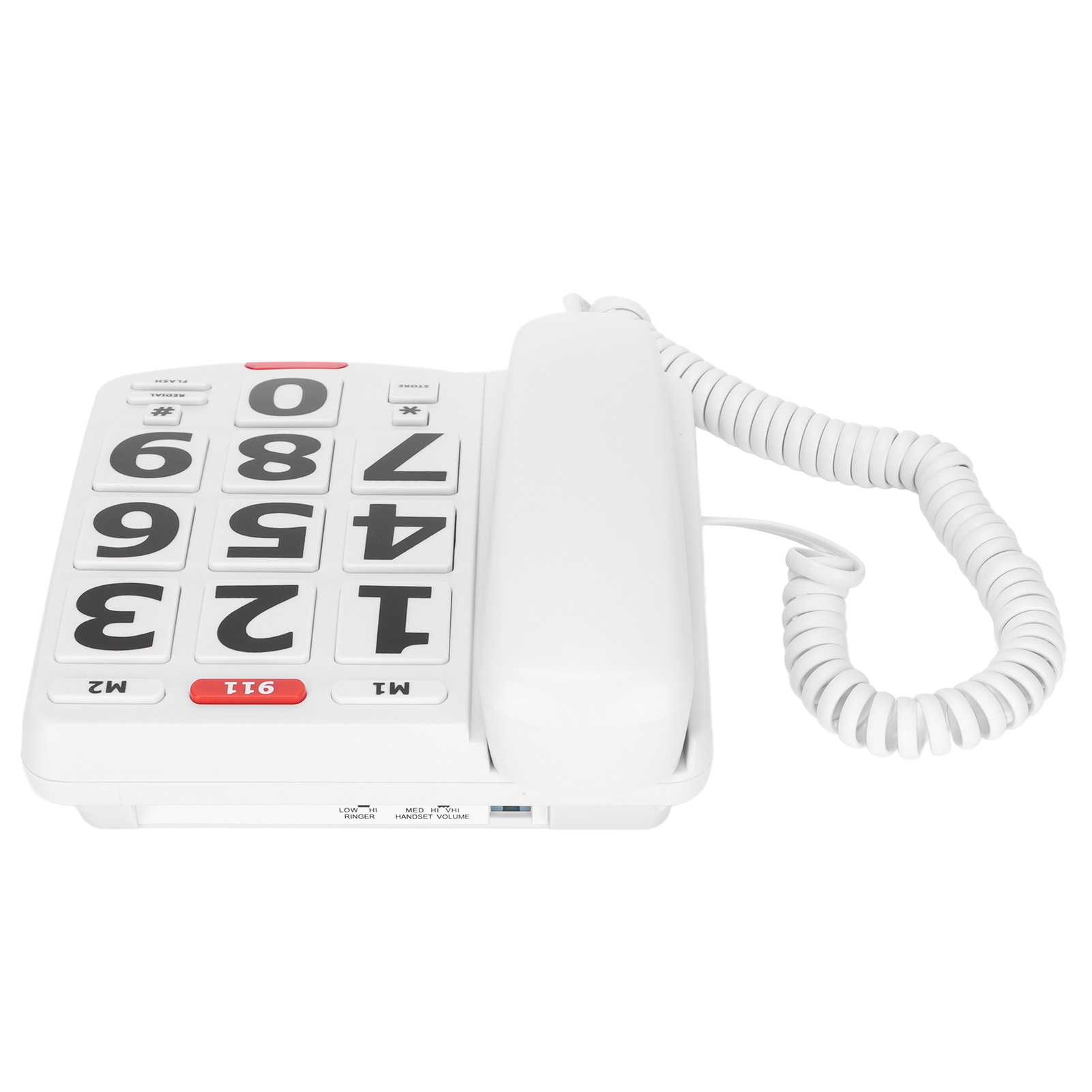 Telefon med stora knappar, trådbunden fast telefon med stora knappar, lättlästa stora knappar och superljuda ringsignaler