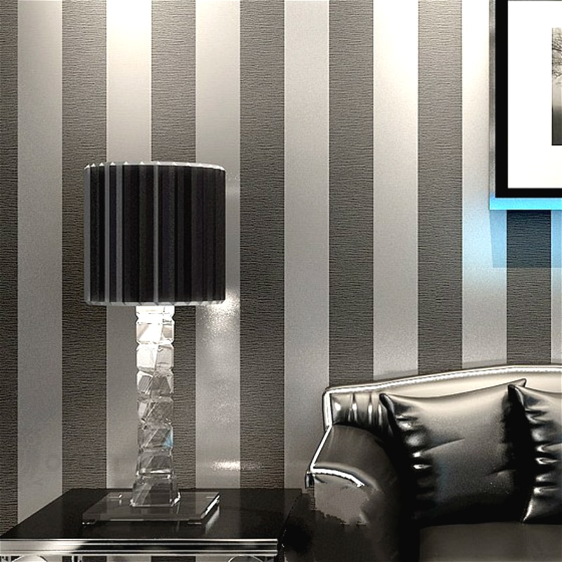 Verticaal Gestreept Behang Home Decor Voor Woonkamer Slaapkamer Wandbekleding Metallic Zwart Zilver Moderne Luxe Muur Papier