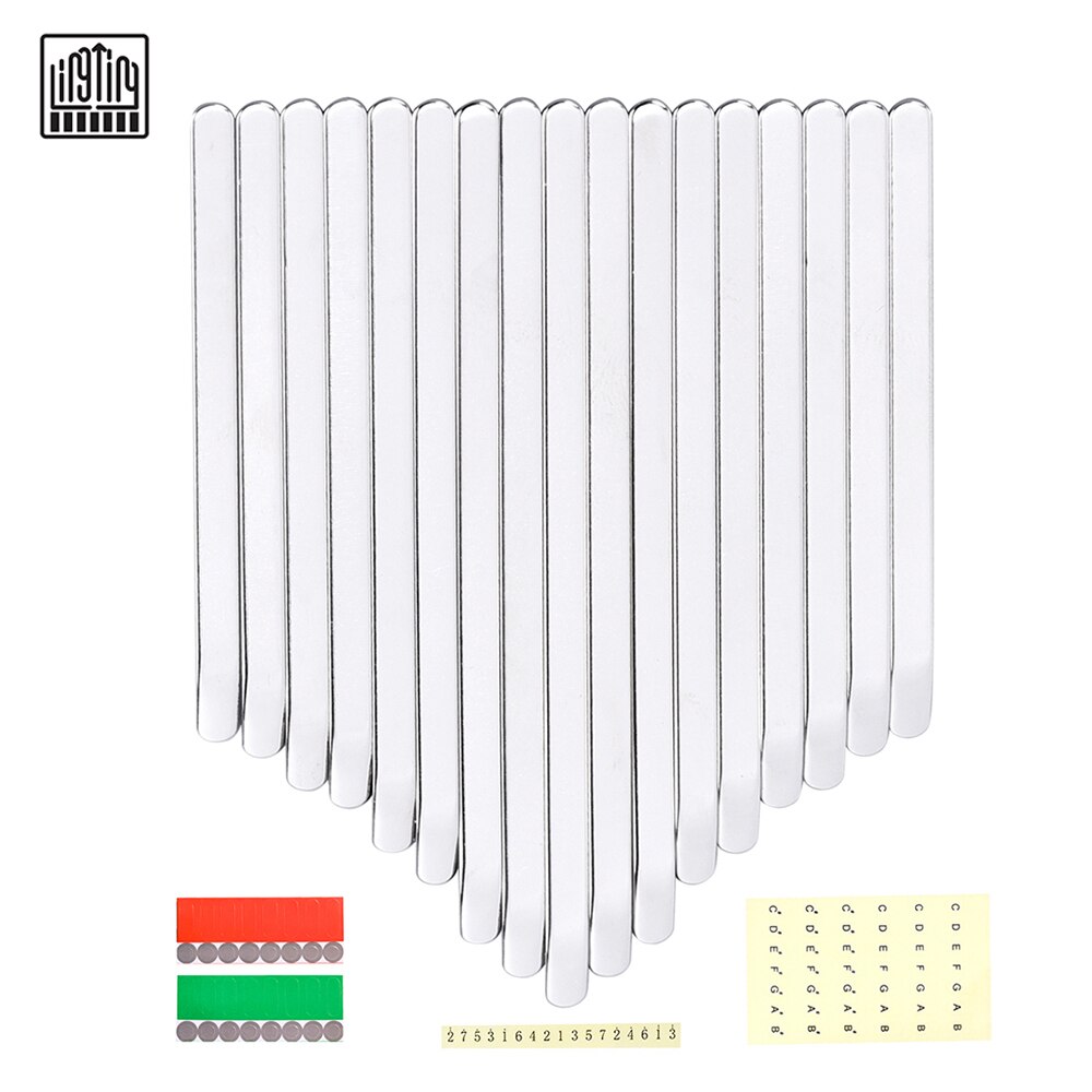 Lingting 17 Kalimba Toetsen Thumb Piano Sleutels Vervanging Kit Mangaan Staal Met Stickers Voor 17 Key B/C Major kalimba