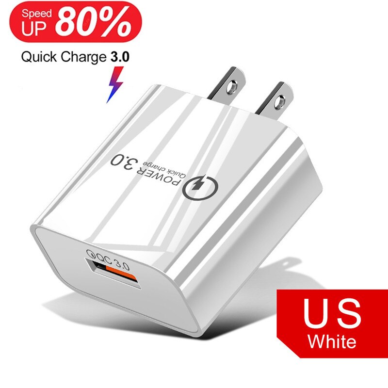 Szybka ładowarka 18W 5A QC 3.0 ładowarka USB szybkie ładowanie typu C kabel do Huawei Samsung Xiaomi Redmi Google Pixel 6 Pro ue wtyczka amerykańska: US White Charger