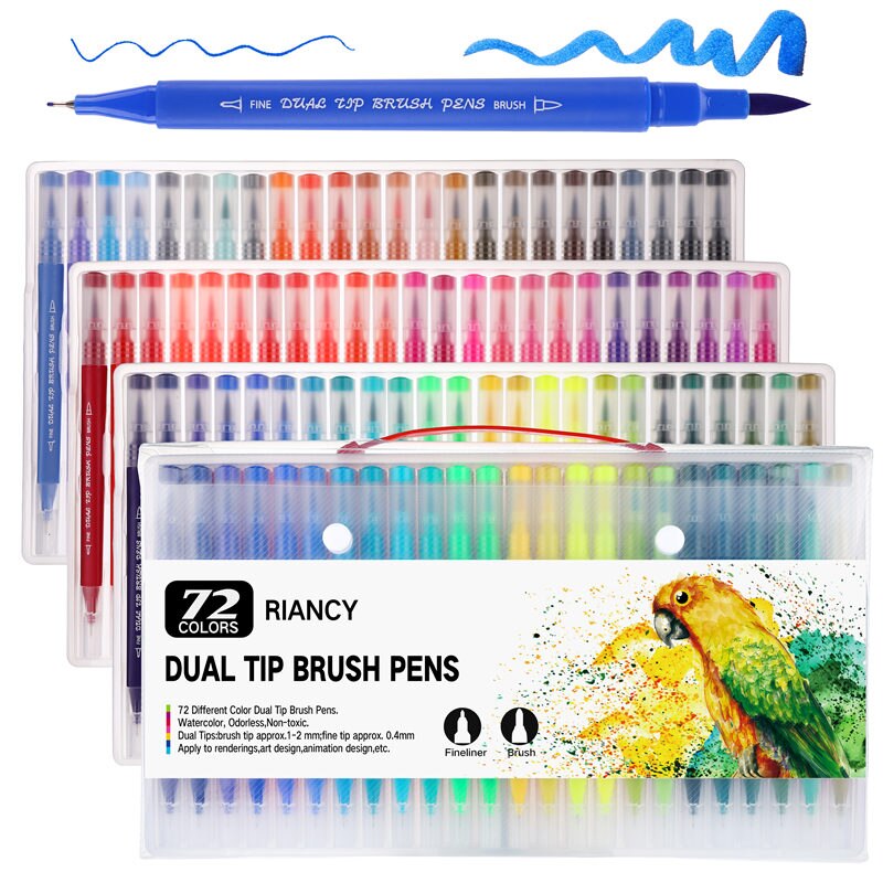 12/48/72/100 Colors FineLiner Art Marker Pens Dual Tip Manga Drawing Painting Watercolor Brush Pen School Supplies Markers 04350: 04371-72