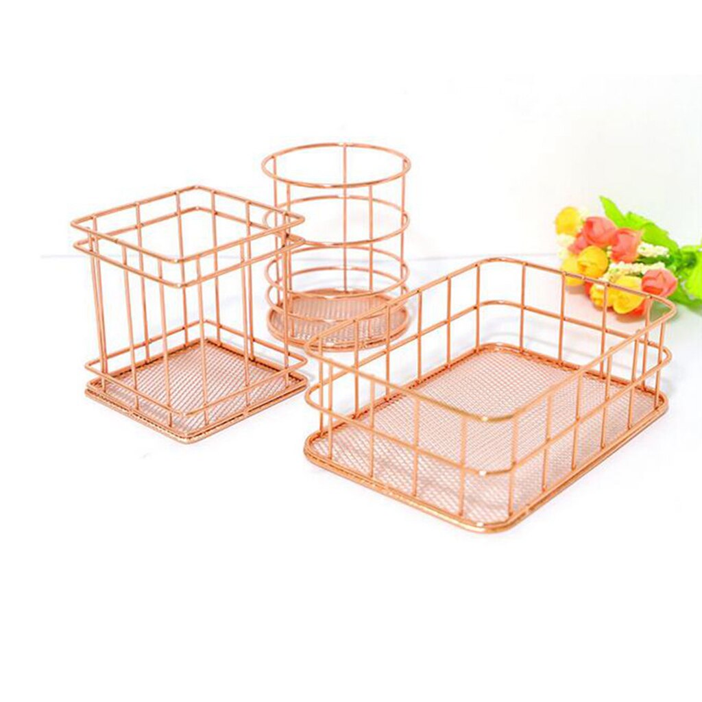 Desktop Countertop Organizer Makeup Gardern Wire Storage Basket Bin Box