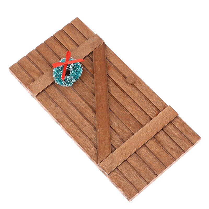 Poppenhuis Houten Deur Met Kerstkrans Externe Deur Poppenhuis Miniatuur Hout 1/12 Schaal Houseworks Diy Accessoires