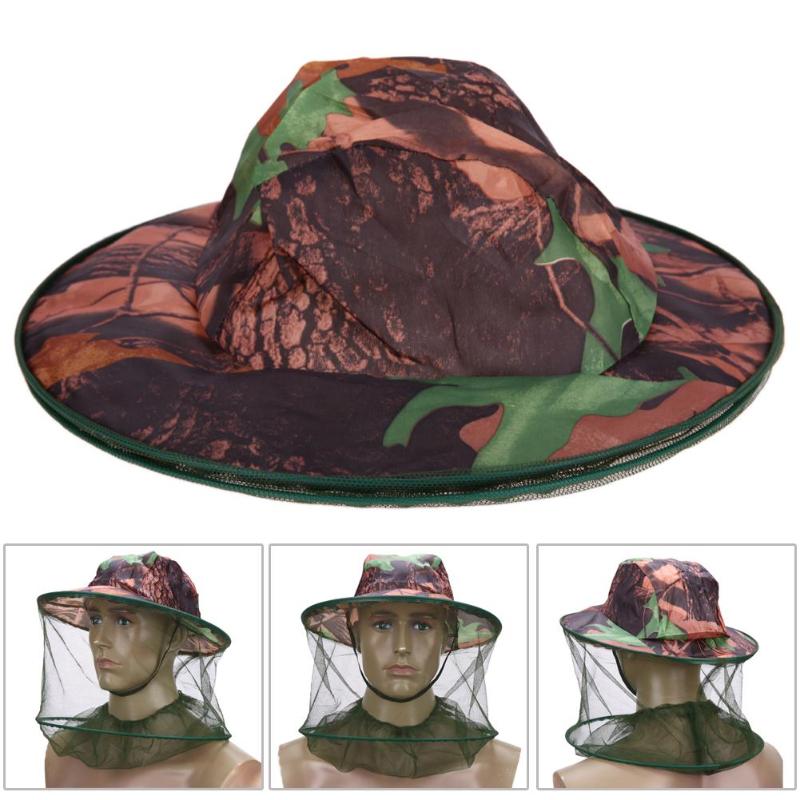 Camouflage Vissen Hoed bijenteelt Insecten Klamboe Preventie Cap Mesh Vissen Cap Outdoor Zonnescherm Lone Hals Head Cover