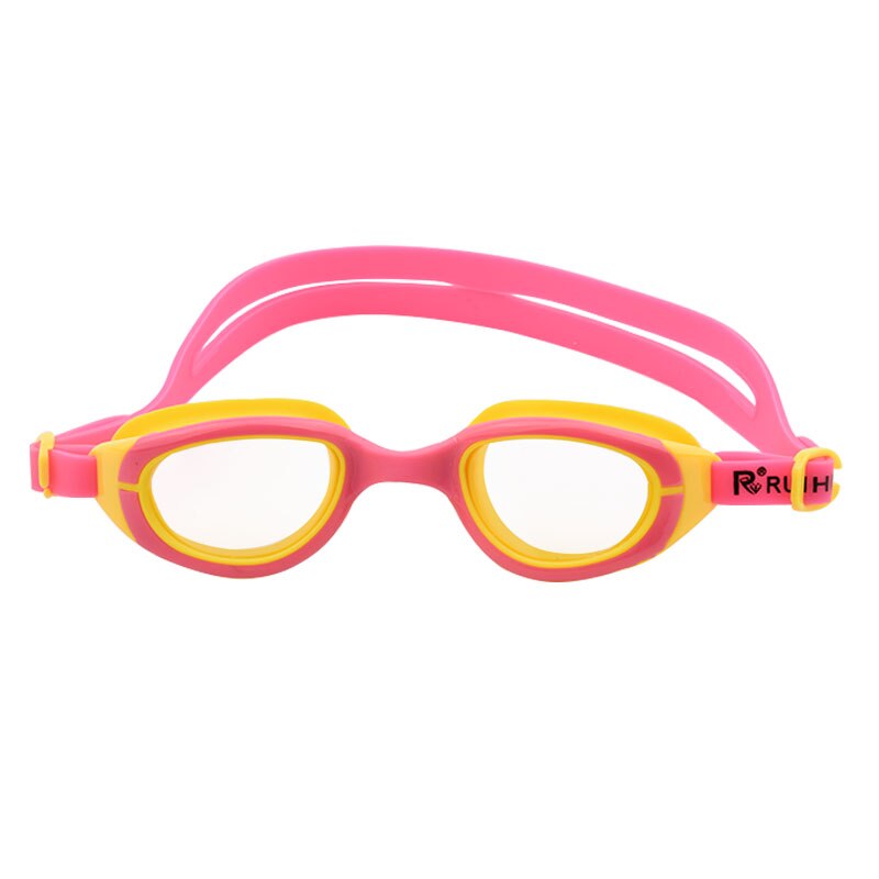 Gafas de natación a prueba de agua para niños y niñas, lentes profesionales transparentes de silicona para piscina: Pink with Yellow