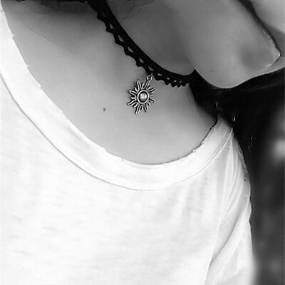 Japanese Kpop Spring Cherry Blossoms Heart Pendant Choker Short Clavicle Necklaces For Girl Cute Aesthetic Jewelry: M-1-62