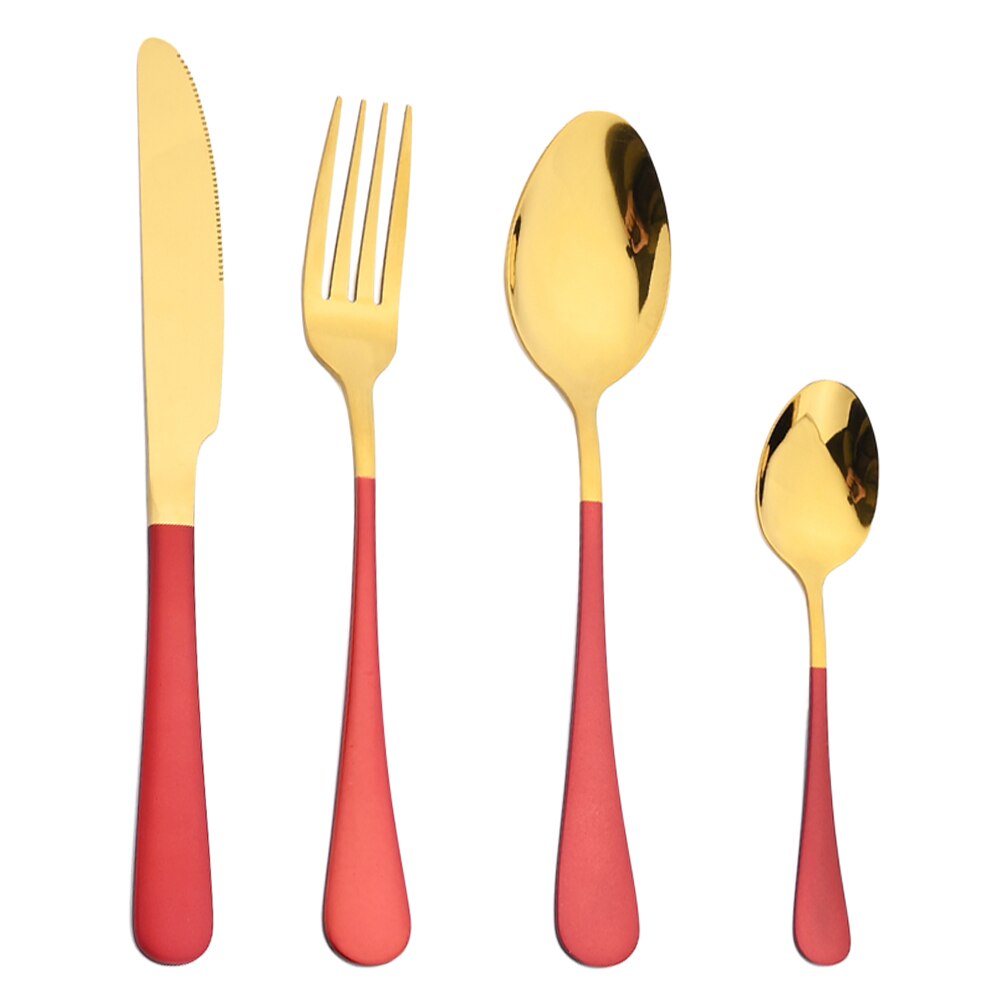 Set di posate in oro rosso 24 pezzi Set di posate in acciaio inossidabile 304 Set di stoviglie da cucina coltello da forchetta cucchiaio Set di stoviglie Set di posate