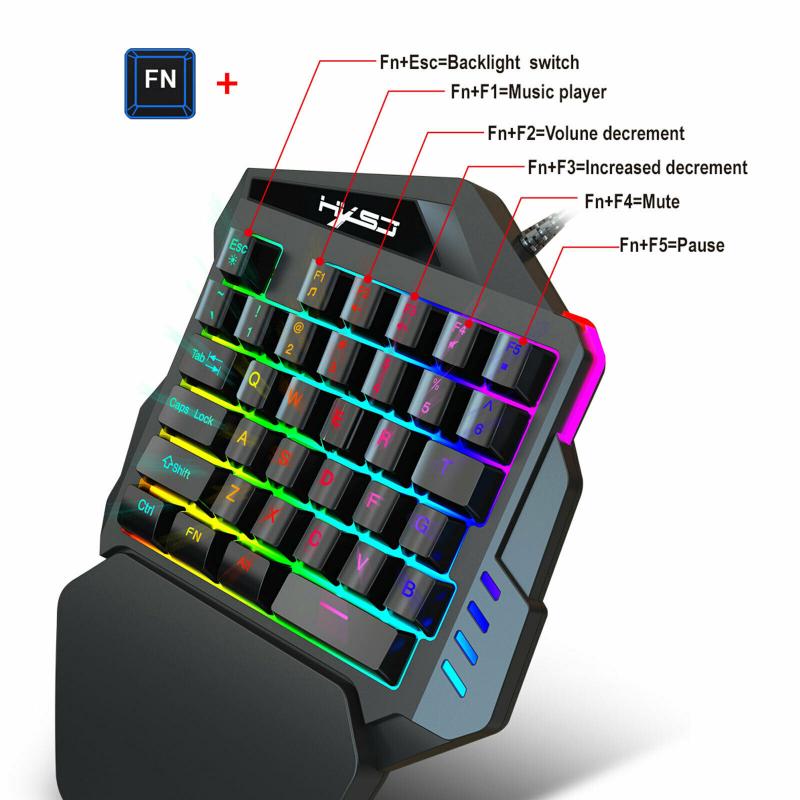 Mini Air Mouse One-Handed Mechanical Gaming Keyboard And Gaming Mouse RGB Backlit Portable Game Controller For PC PS4 Xbox Gamer