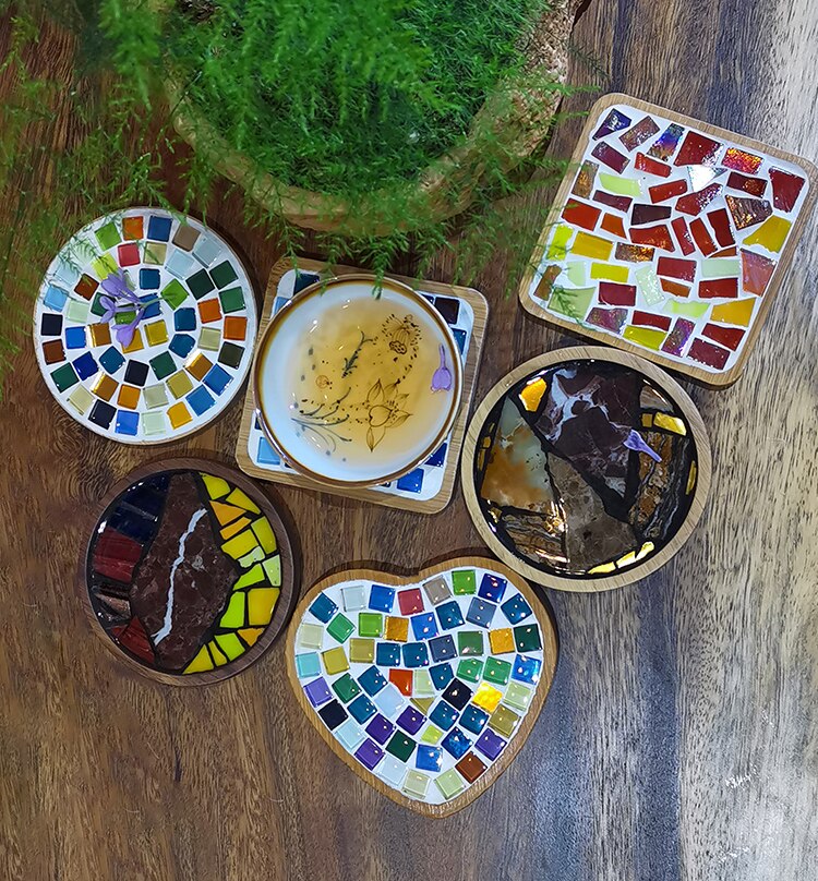 Bambus Herz Tasse Untersetzer Mosaik Untersetzer Tasse Matte Tischset Mosaik, Der eltern-Art DIY Handwerk Mosaik Werkzeug Bausatz