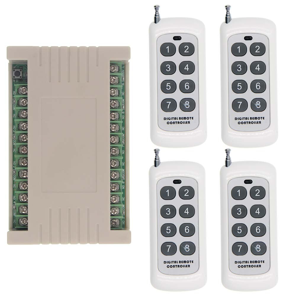 500m AC 220V 8 CH Channel 8CH RF Wireless Remote Control LED Light Bulb Switch System Receiver + Transmitter, 315 433 MHz: 4 / 315 MHz