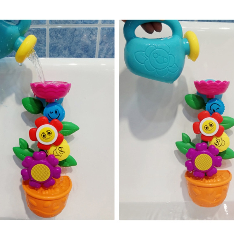 Buntes blumenspielzeug für die badewanne, duschspaß für babys und kleinkinder.
