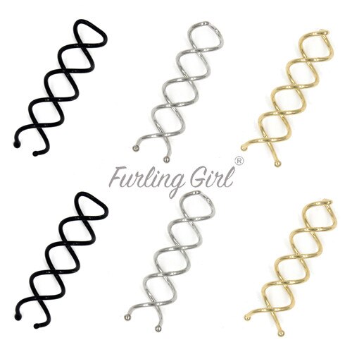 Furling Girl Pack of 6/10 Black Silver Gold Metal Spiral Hair Pin Hair Clip Bridal Wedding Accessories with Protection Tips: Mixed Colors