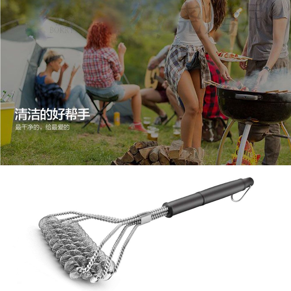 BBQ Brush Tool Convenient 201 Stainless Steel Wire Barbecue Cleaning Brush Cooking Economic 201 Stainless Steel Wire