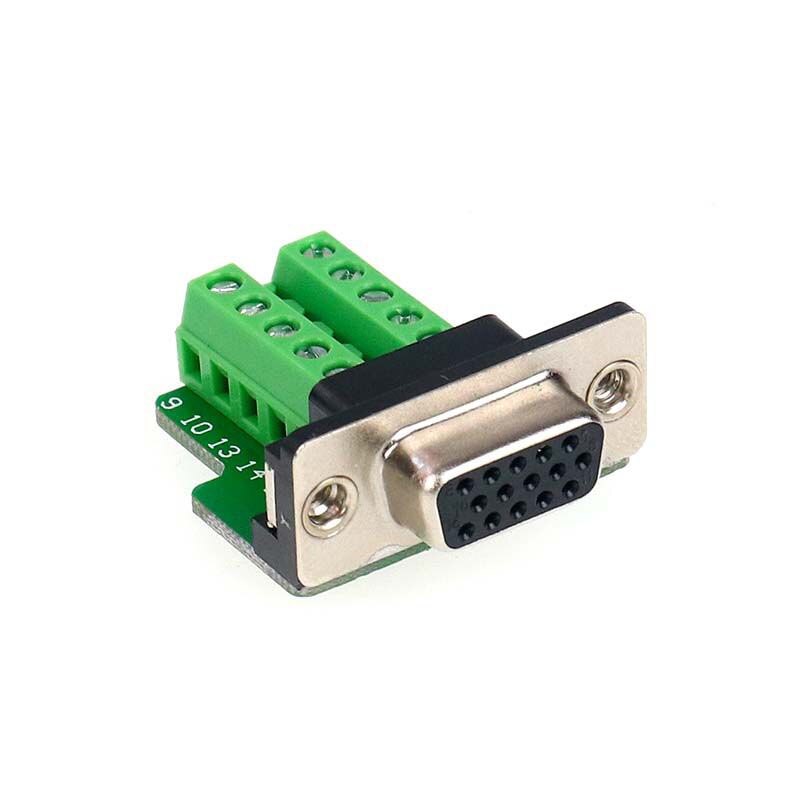 Pure copper gold plated DB15 VGA free soldering port 3 row 15 pin male female connector Green plastic shell plug