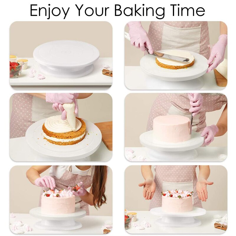 Plato giratorio antideslizante para pasteles, Soporte redondo para cocina, herramientas para hornear, masa de pastelería, herramientas de decoración de pasteles, espátula para glaseado