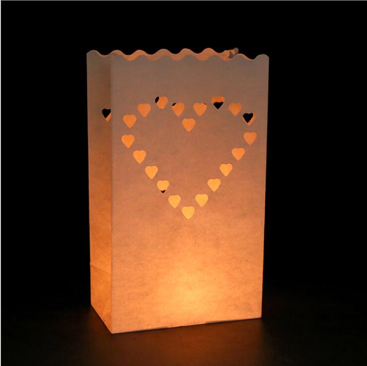 10Pcs Wedding Hart Waxinelichthouder Luminaria Papieren Lantaarn Kaars Zak Thuis Romantische Bruiloft Decoratie Benodigdheden: 5