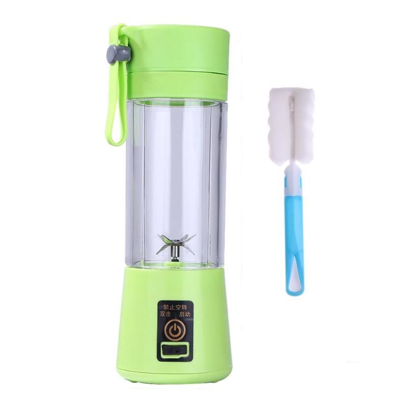 Vaso exprimidor eléctrico de 380ml, licuadora recargable por USB, máquina mezcladora, Mini licuadora de zumo, mezcladora rápida, procesador de alimentos,: green
