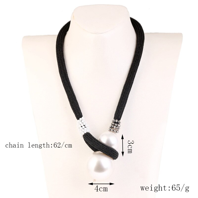 Bohemian Mode Witte Grote Parel Kettingen Hangers Vrouwen Kristal Kralen Lange Touw Ketting Verklaring Chunky Ketting Choker Sieraden