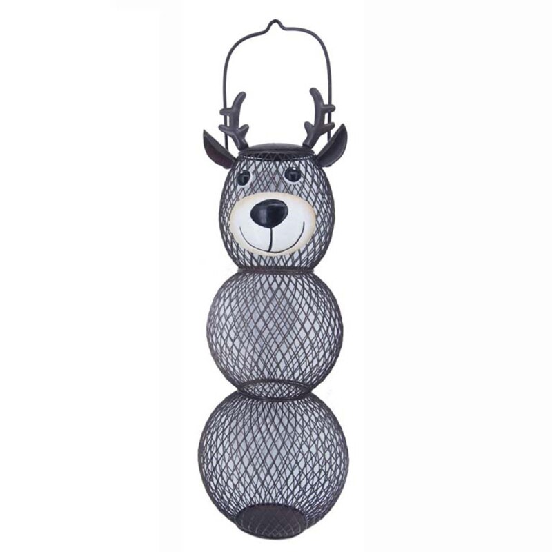 Steel Wire Bird Feeder Outdoor Balcony Hanging Feeder Wrought Iron Deer Snowman Bear Shape Crafts Ornaments Pet