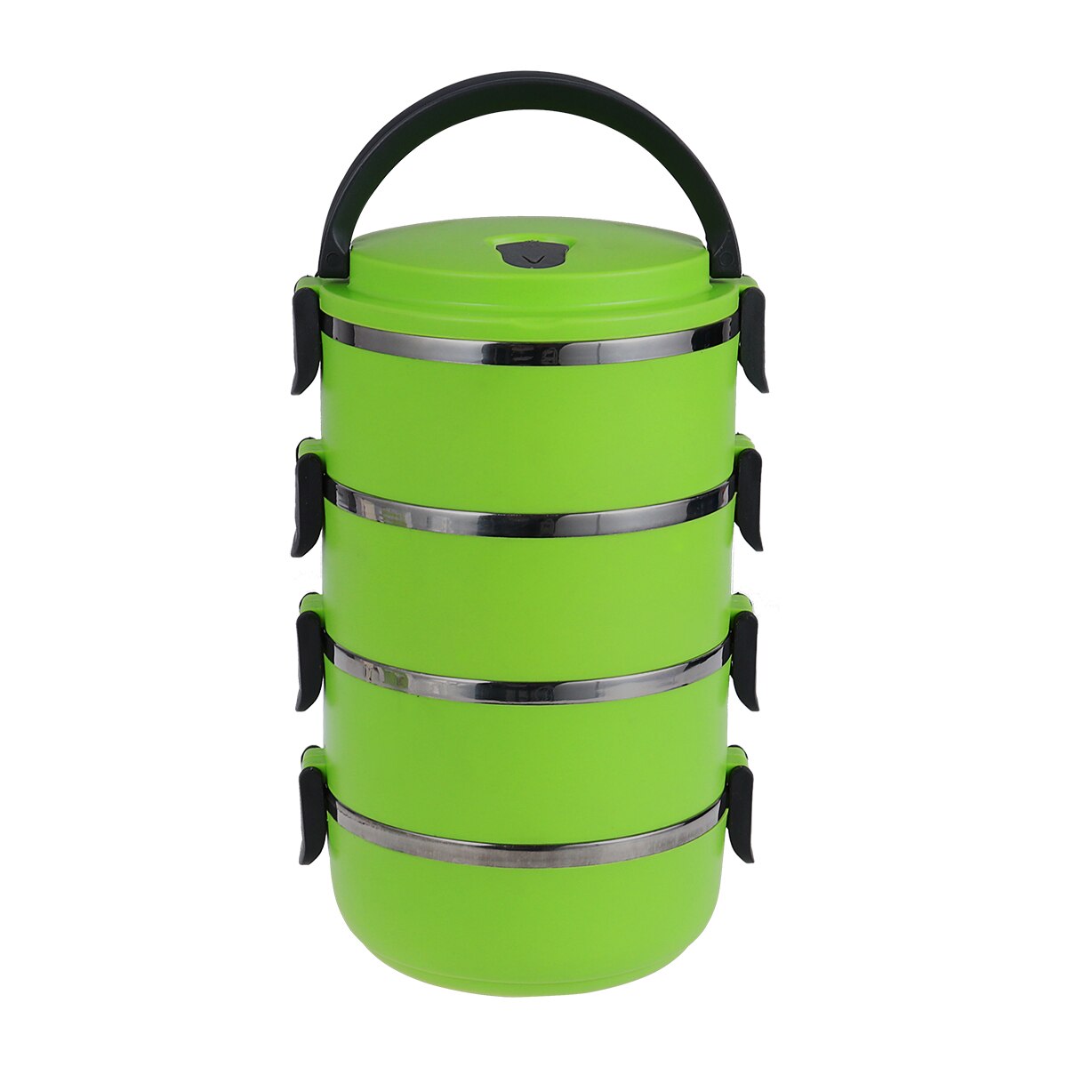 Four Tiers Stainless Steel Thermal Insulated Lunch Box Lock Container Food Storage Boxes (Orange): Green