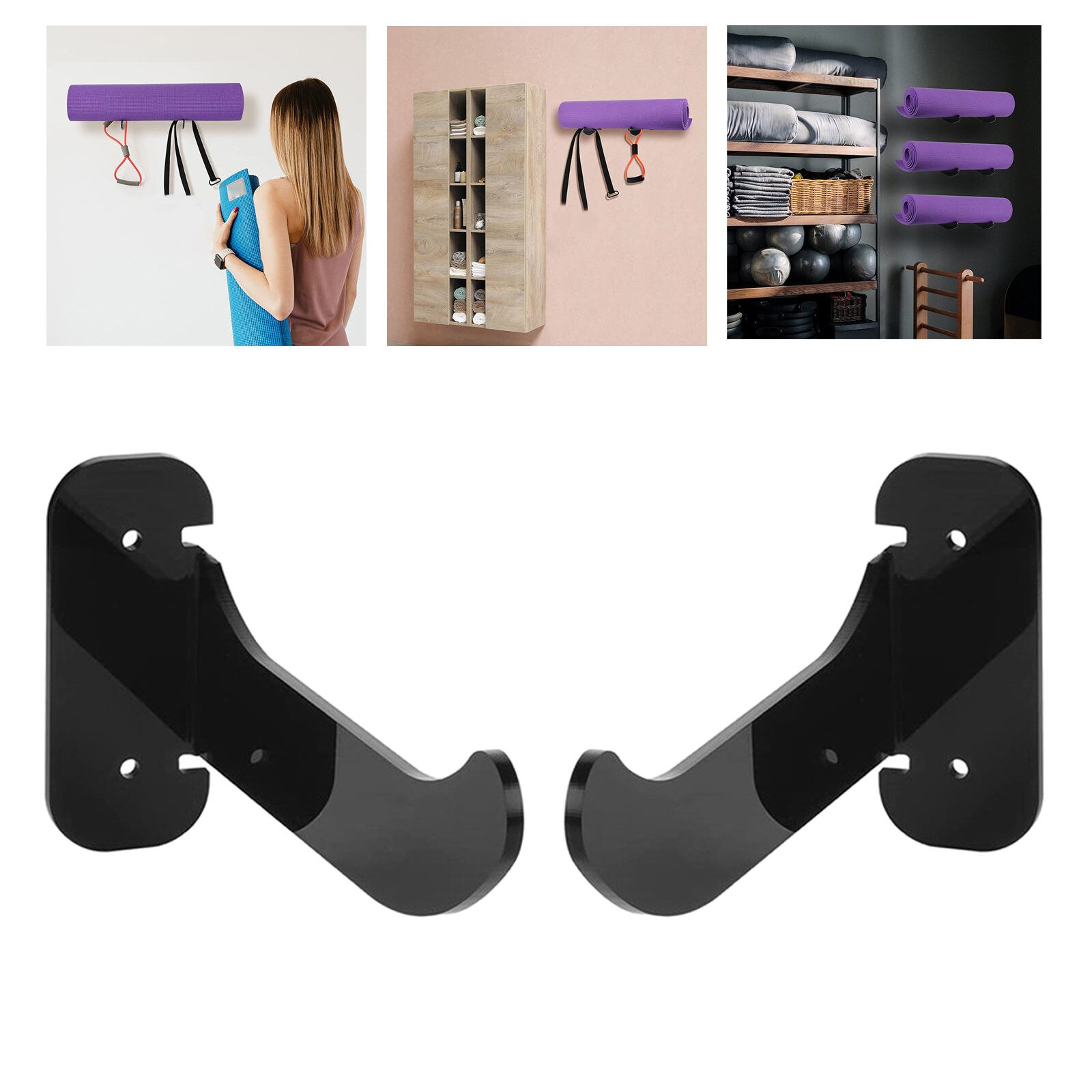 Yogamattenhalter, wandhalterung für fitnesskurse, handtuch, schaumstoffrolle