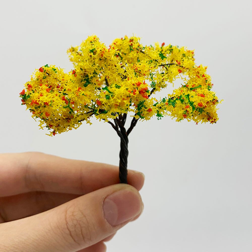 2PCS 65mm Handmade Metal Wire Model Trees 1/87HO Scale Model(Flower)Trees Miniature Landscape Model Train Railway Layout Scenery