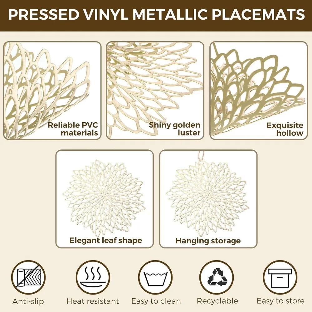 Set van 6 ronde placemats placemats afveegbare vinyl placemats keuken diner kerst Thanksgiving boerderij bruiloft