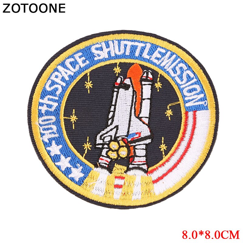 Zotoone Ronde Raket Planeet Patches Diy Stickers Ijzer Op Kleding Warmteoverdracht Applique Geborduurde Toepassingen Doek Stof G: PE1844CT