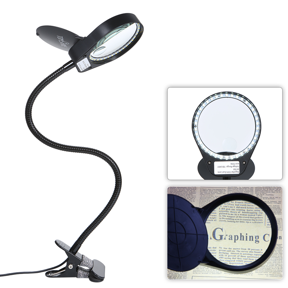 Led 3x/10x Vergrootglas Met Klemclip Tafellamp Bureaulamp Vergrootglas Verlichte Dimbare Helderheid: Default Title