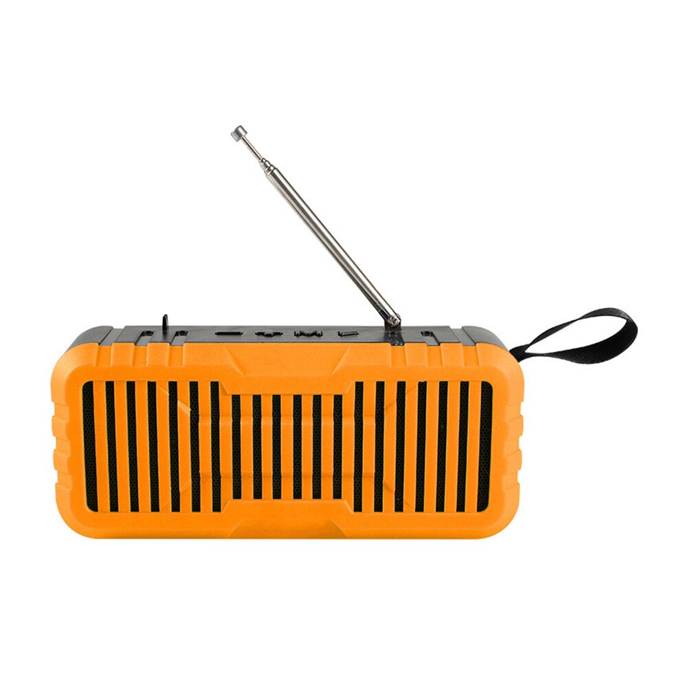 Outdoor Solar Powered Wireless Speaker Bluetooth-compatible Portable Wireless Stereo Loudspeaker FM Radio LED Flashlight: Orange
