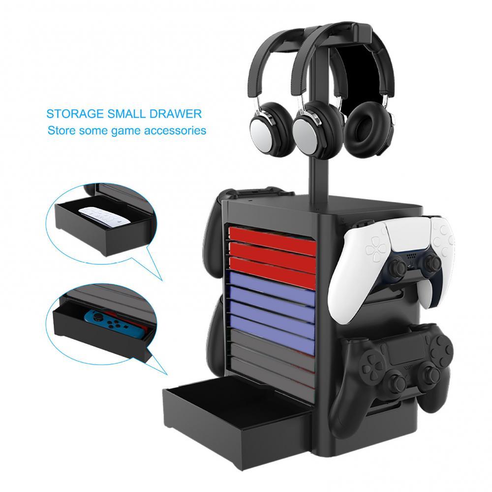 Vertical Game Storage Rack Multi-use Headset Games Disck Holder for PS5 Game Games Accessories CD Video Game Storage