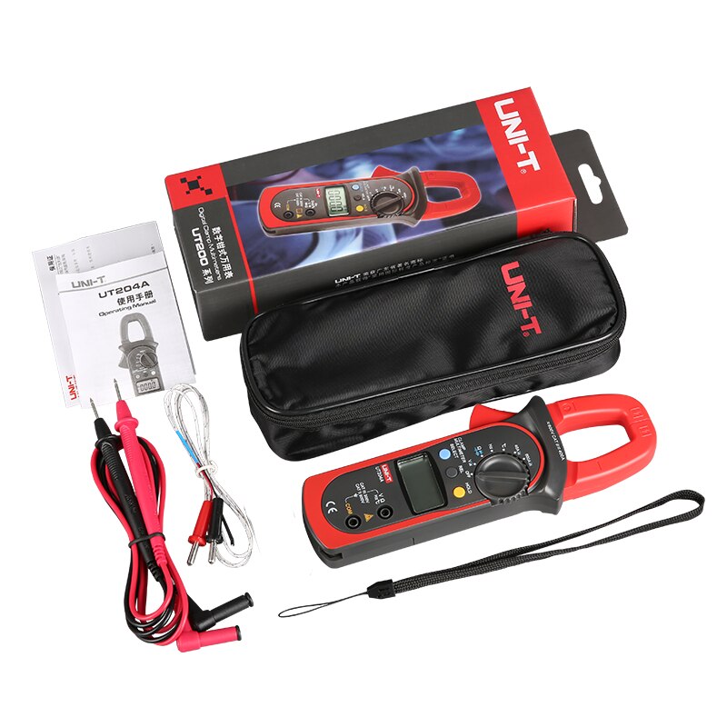 UNI-T UT204A 600A AC DC Digital Clamp Meters With Temperature Test Auto Range 600V Voltage Continuity Buzzer