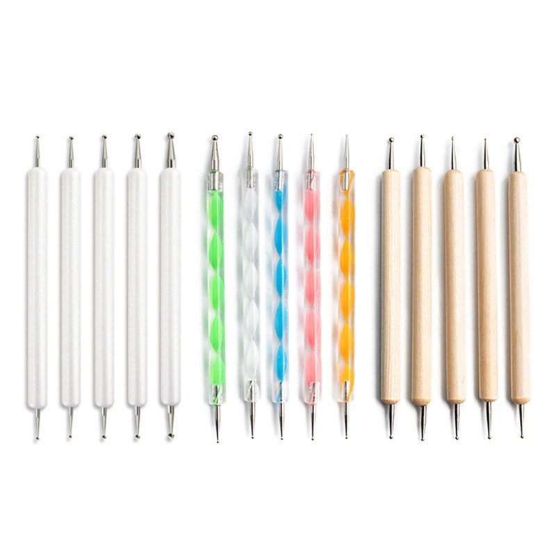15 Stks/set Mandala Aardewerk Schilderen Nail Art Pen Puntjes Acryl Handvat Strass Crystal Brush Nail Puntjes Manicure Tool Kit #