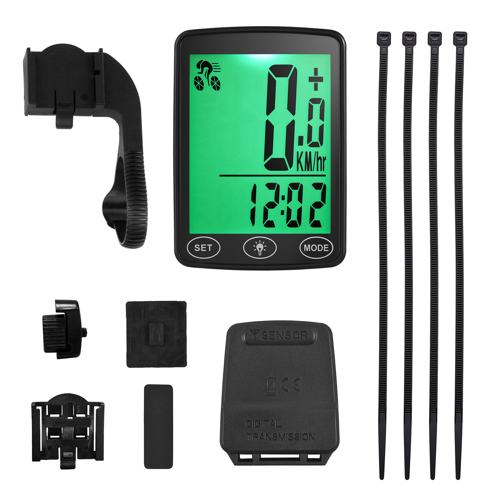 Wasserdichter Fahrrad Computer mit LED-Hintergrund beleuchtung Fahrrad Tacho Kilometer zähler Kalorien zähler und Temperatur anzeige: Weiß