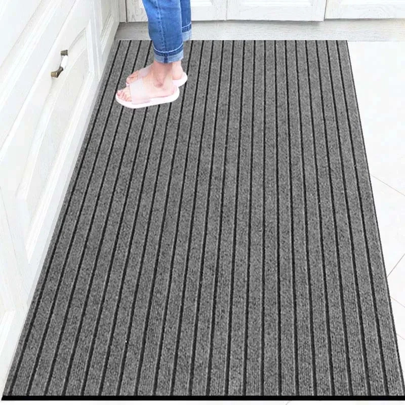 Alfombra de suelo a rayas, alfombra de entrada para casa, alfombra para el hogar, alfombras de cocina antideslizantes absorbentes de agua, alfombrilla para pies para pasillo: 45x70cm / Blanco