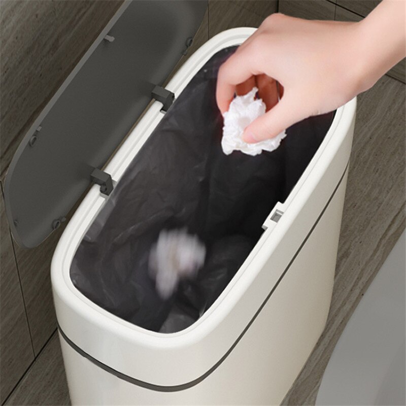 Trash Can Household Recycle Bin Bathroom Toilet Waterproof Narrow Seam Trash Bins Kitchen Dustbin Rubbish Bag Holder Waste Can