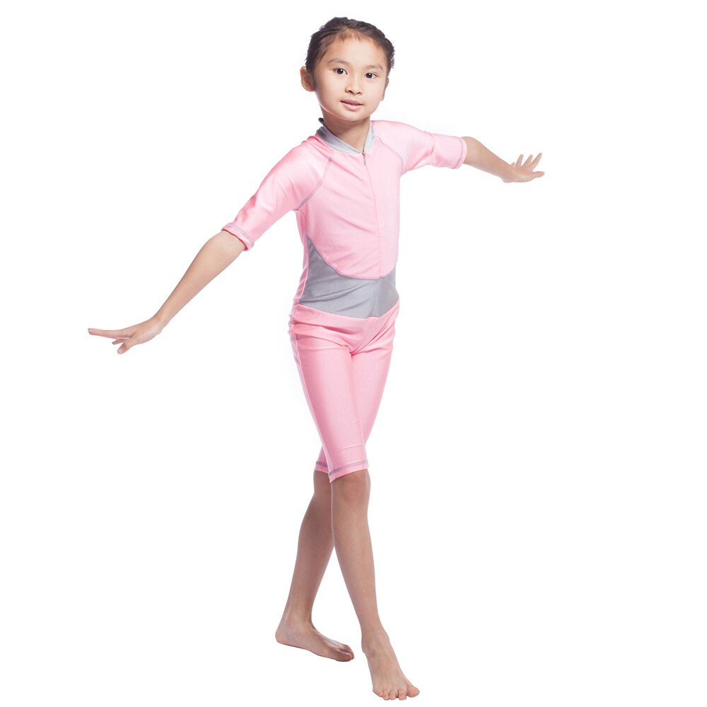 Burkini-traje de baño musulmán para niña, bañador de una pieza con cremallera frontal, Borkini islámico, modesto, bañador niña burkini mujer burkini mujer musulmana trajes de baño mujer bañadores mujer: pink / XL