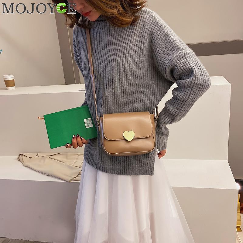 Moda de couro do plutônio ombro saco do mensageiro das mulheres cor sólida crossbody satchel sacos retro metal amor fivela pequenas bolsas