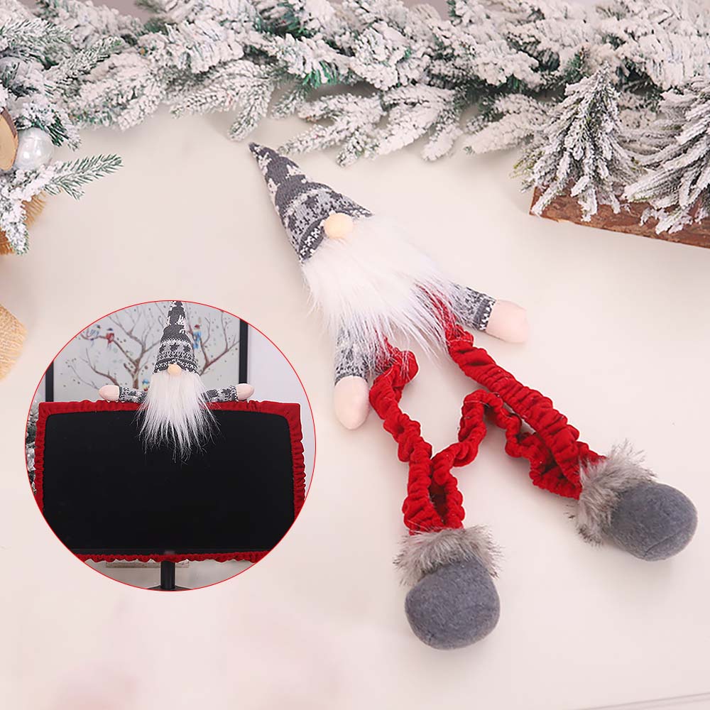 Modne ozdoby świąteczne nowa dzianinowa leśniczy lalka bez twarzy obudowa komputera monitor osłona ramy świąteczne dekoracje