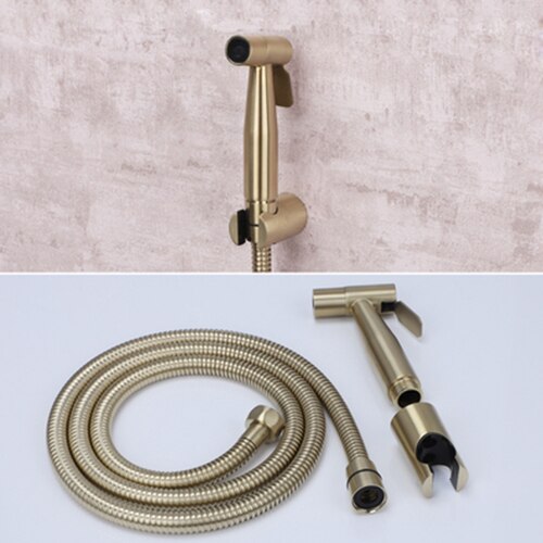 Geborsteld Goud Bidet Kraan Set Badkamer Handdouche Bidet Wc Spuit Hygiënische Douche Bidet Tap Wall Mount Bidet Kraan