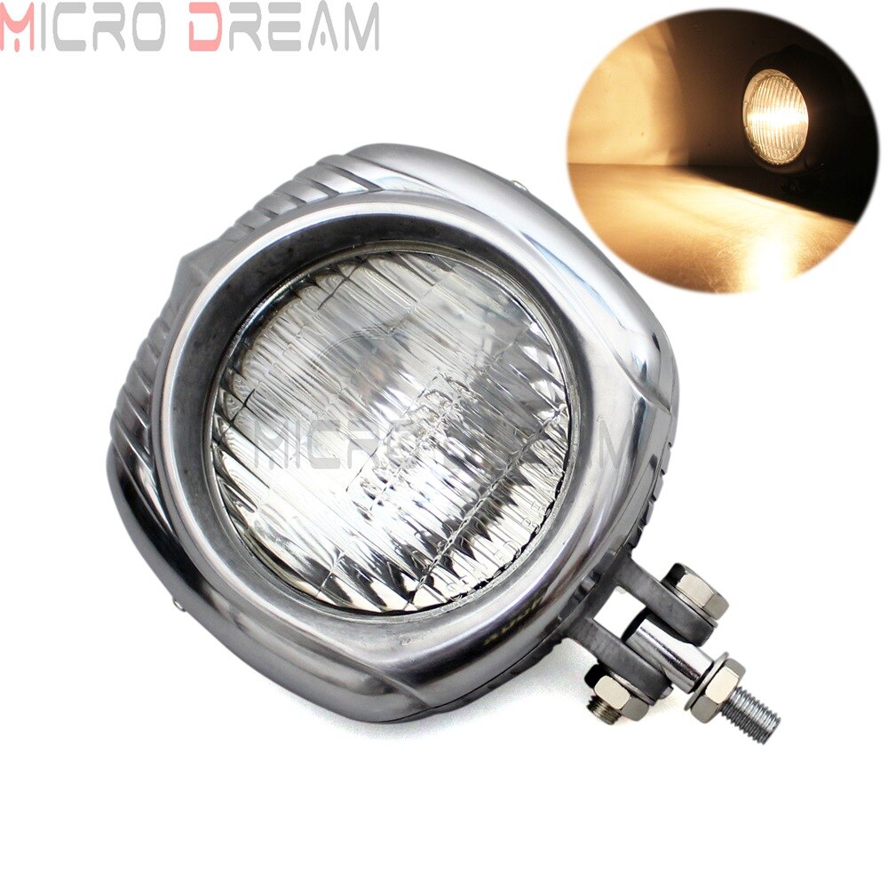 4.5&quot; Motorcycle Sealed Beam Electroline Vintage Headlight for Harley Dyna Sportster Bobber Chopper XS650 Retro Square Head Light: Polish with Clear