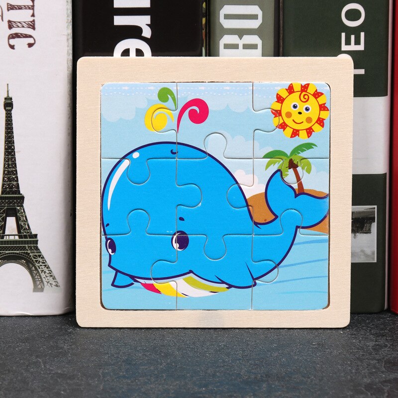 17 Styles Animals Wooden Puzzle Development Learning Color Shape Toddler Baby Educational Toy Puzzle Cartoon Jigsaw puzzle: E