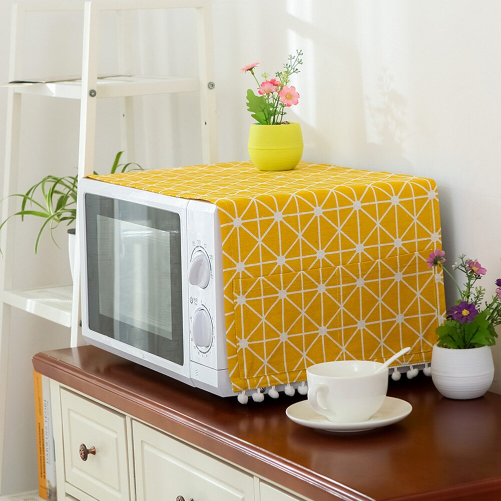30 x 90cm nordic mikroaaltouunin kansi yleisprintti tupsu pölytiivis konesuoja sivutaskuilla puuvilla pellava suorakulmio: B