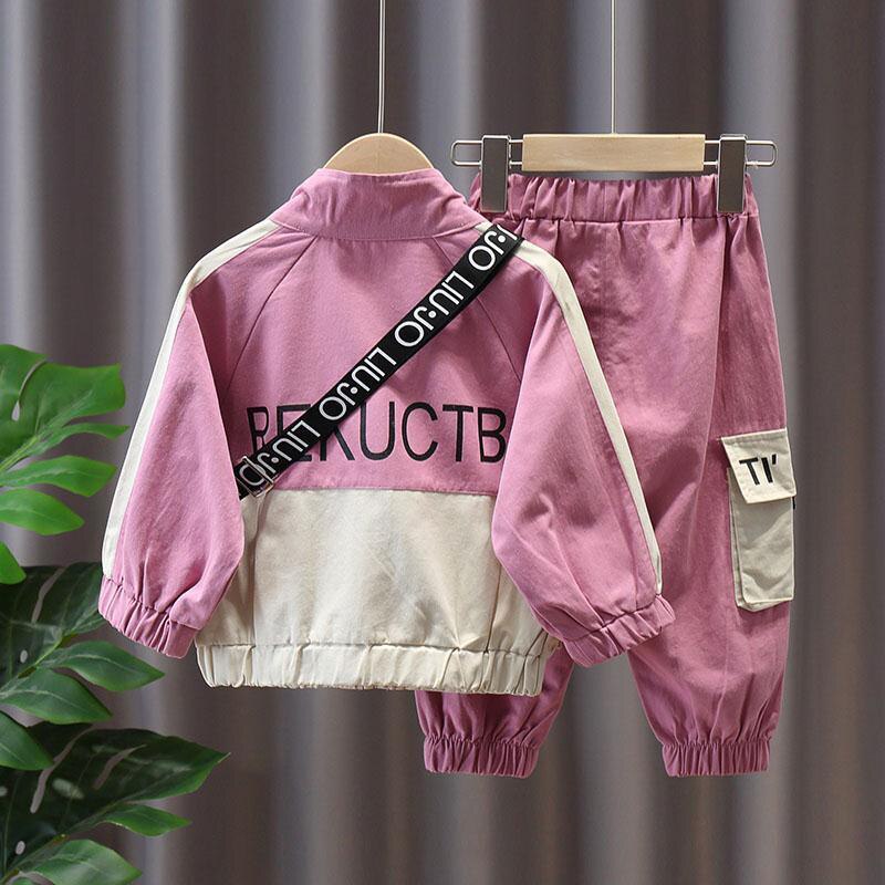 Letter Printed Casual Clothing Set For Kids Girls Spring Kid Jacket + Pants Children Clothes Suits